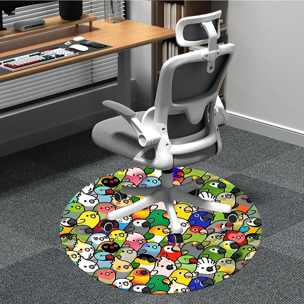 

1PC Parrot Party Office Round Area Rug, Indoor Mat Suitable For Office, Under Office Chairs Bedroom Living Room Home Decor, Room Deco 215 80cm by 80cm