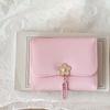 Portable Candy Color Wallet Pouch Multiple Card Short Leather Purse Anti-splash Water PVC Three Fold Card Bag Students