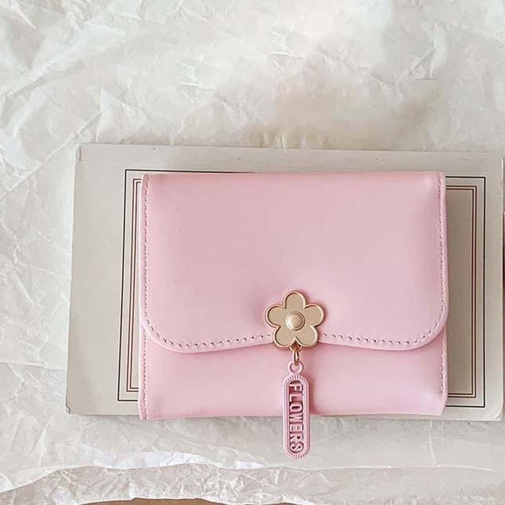 Portable Candy Color Wallet Pouch Multiple Card Short Leather Purse Anti-splash Water PVC Three Fold Card Bag Students