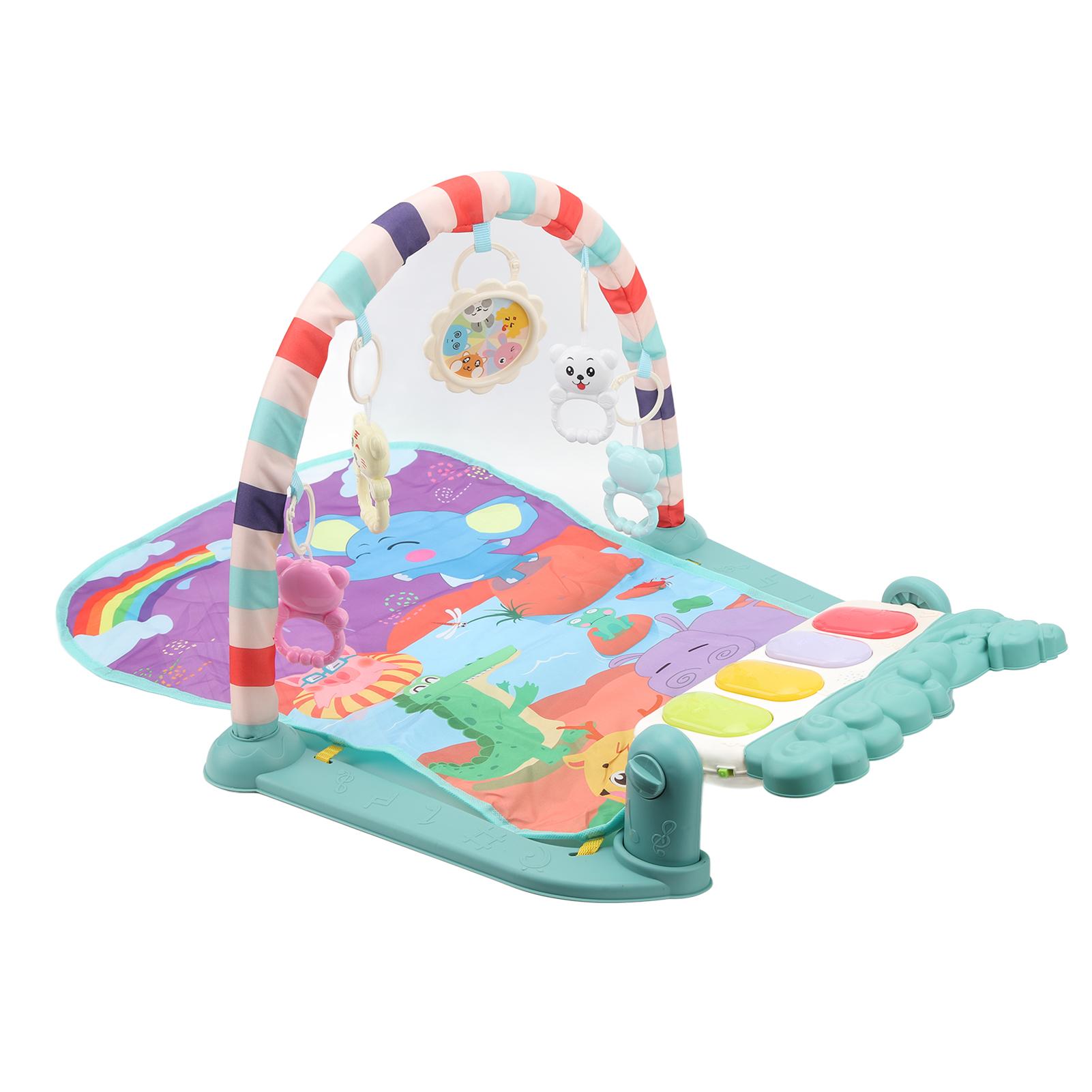 

Baby Kick Piano Soft 5 Pendant Toys Portable Musical Infant Play Gym Mat with Light for 0 to 12 Months