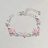 Korean Elegant Cherry Blossom Bow Zircon Bracelet For Women Y2K Sweet Girls Crystal Flowers Bracelets Wedding Party Jewelry Gift