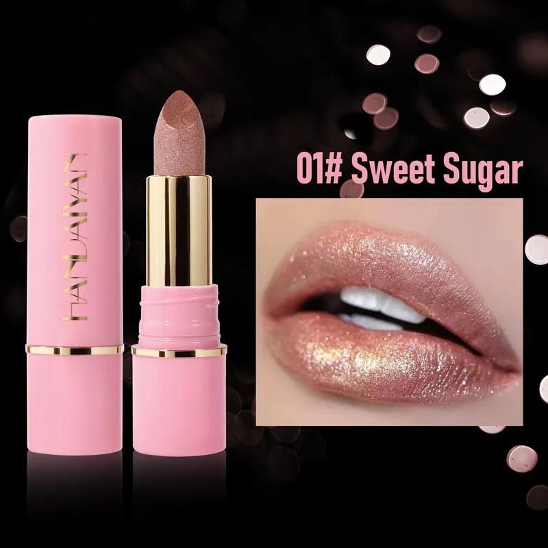 Batom Nude Pink Diamond Matte Glitter Lip Tint Balm À Prova D'Água Duradouro Brilho Labial Pérola Brilhante Brilho Batom Vermelho Sexy Maquiagem