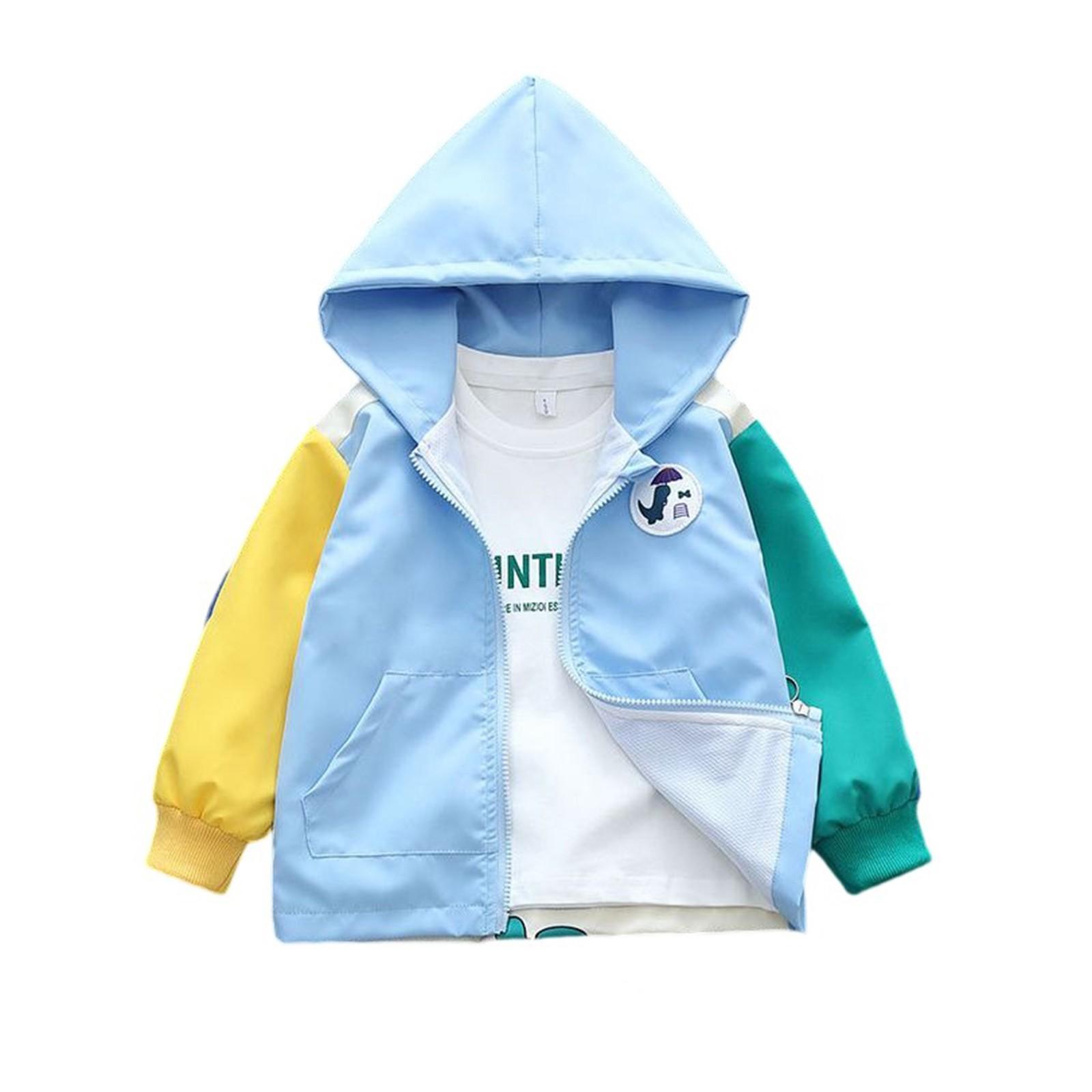 

Модные топы для девочек в западном стиле, мультяшная ветровка с капюшоном 90 синий