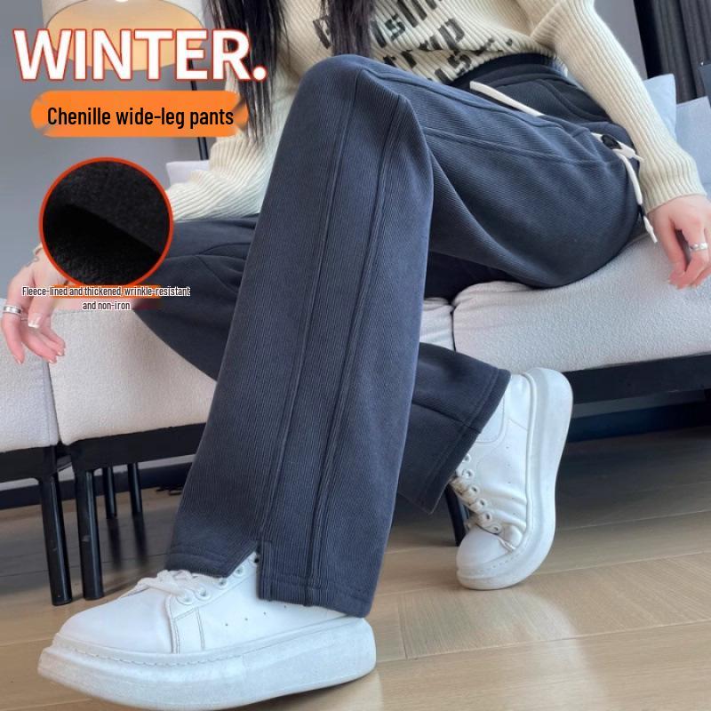 Wide Leg Pants Women Spring Autumn Winter Casual Sweatpants - Fleece and Non-Fleece Options
