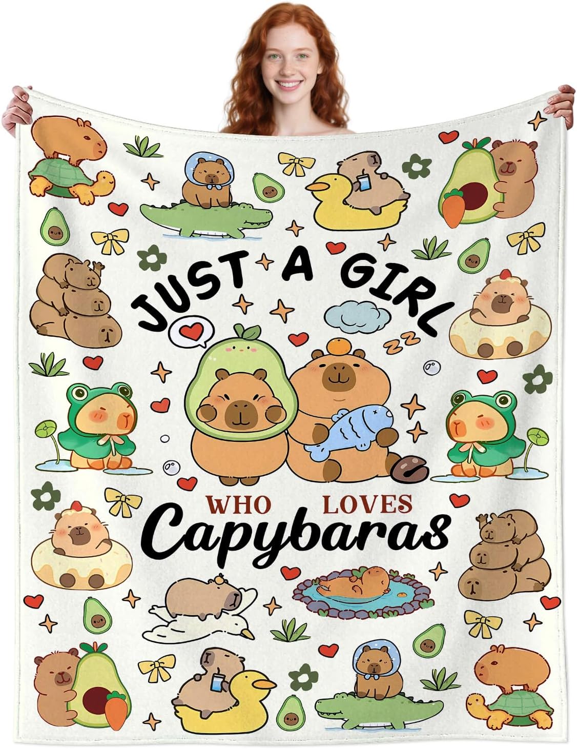 Jessica Chen Unisex Capybara Blankets Gifts Just A Girl Who Loves Capybaras Blanket Warm Flannel Capybaras Themed Throw Blanket For Capybara Lovers