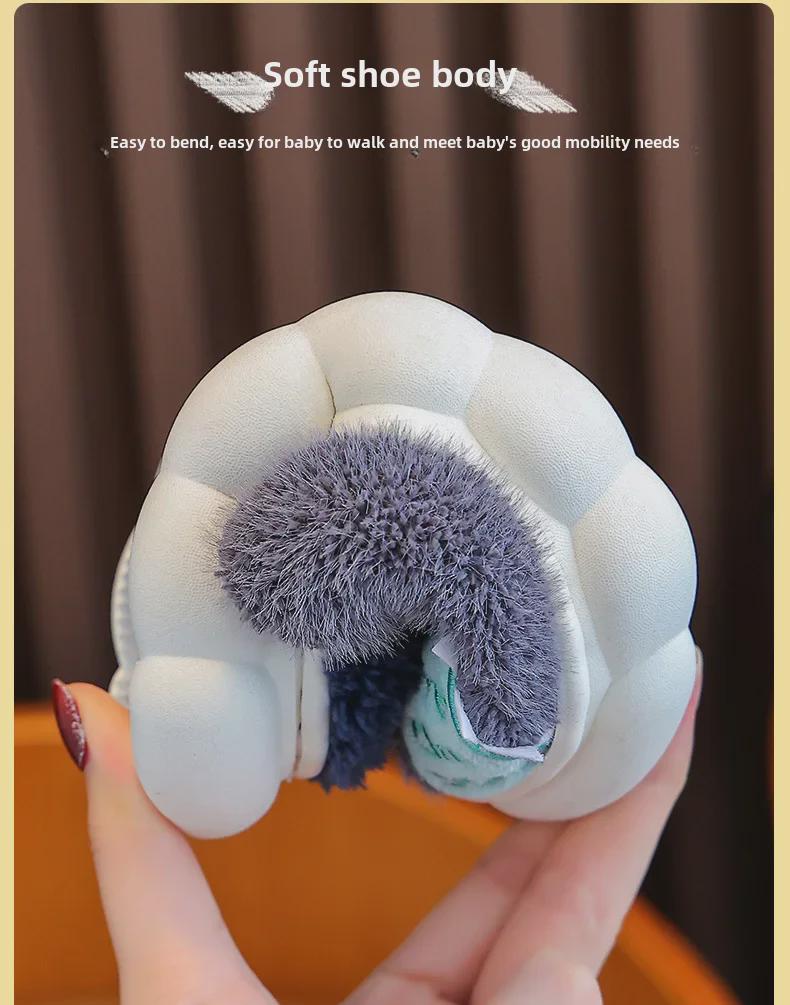 Kids' Dinosaur Plush Slippers: Non-Slip, Warm Cotton for Boys, Autumn/Winter