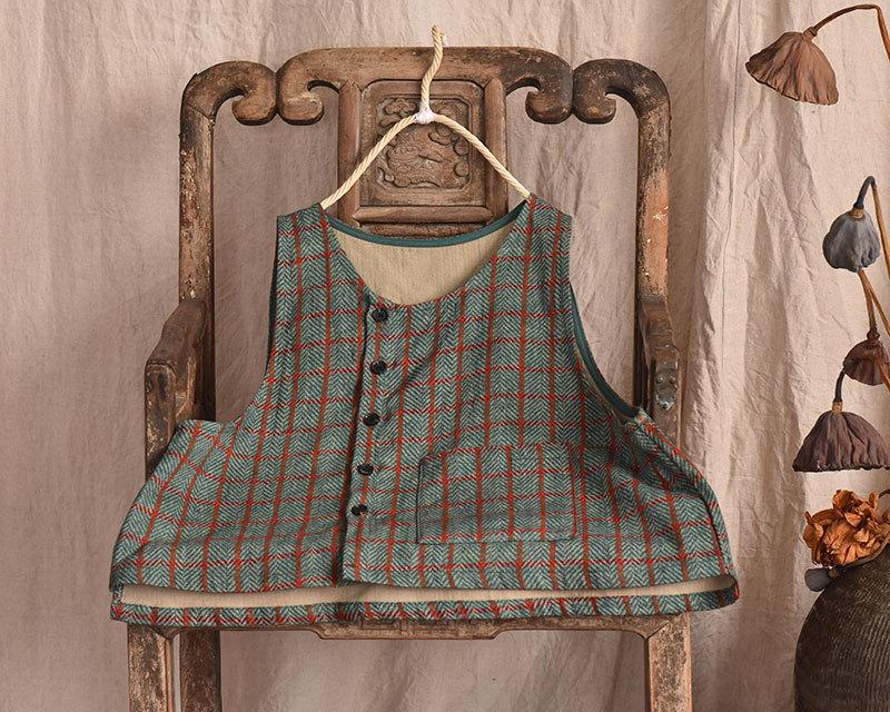 

Johnature женские винтажные клетчатые жилеты из хлопка и льна, весенние пальто с карманами на пуговицах и карманами без рукавов One Size зелёный