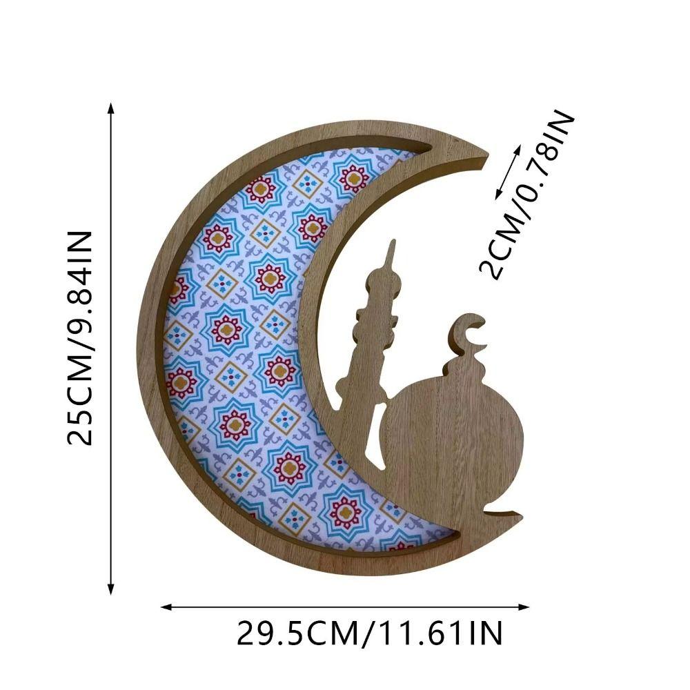 Art Design Eid Mubarak Wooden Tray 30cm Religious Food Tray Cake Display Tray  Cake