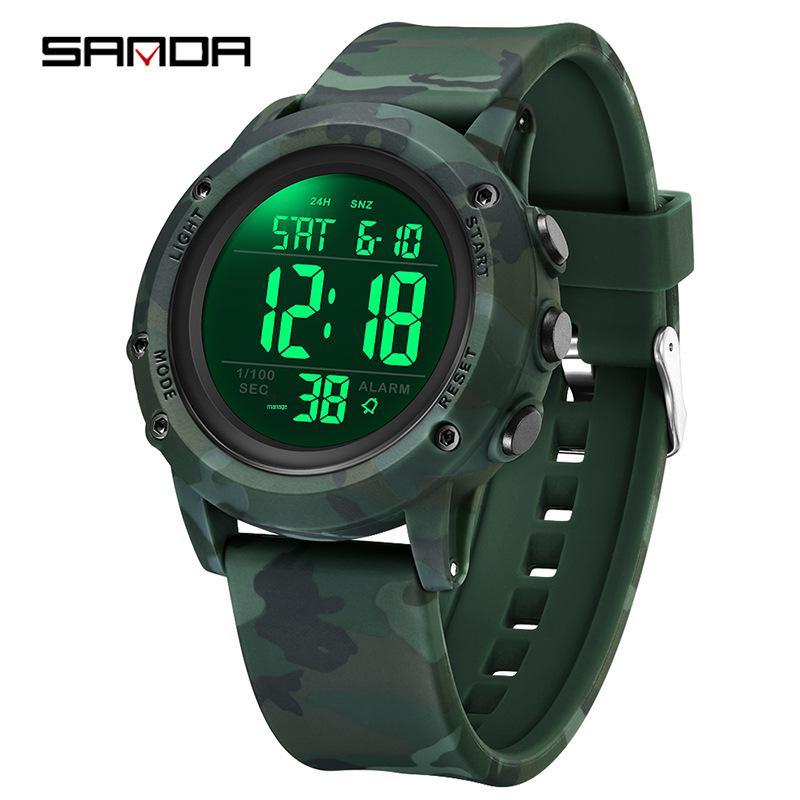Sanda Youth Camouflage Luminous Multifunctional Waterproof Sports Watch