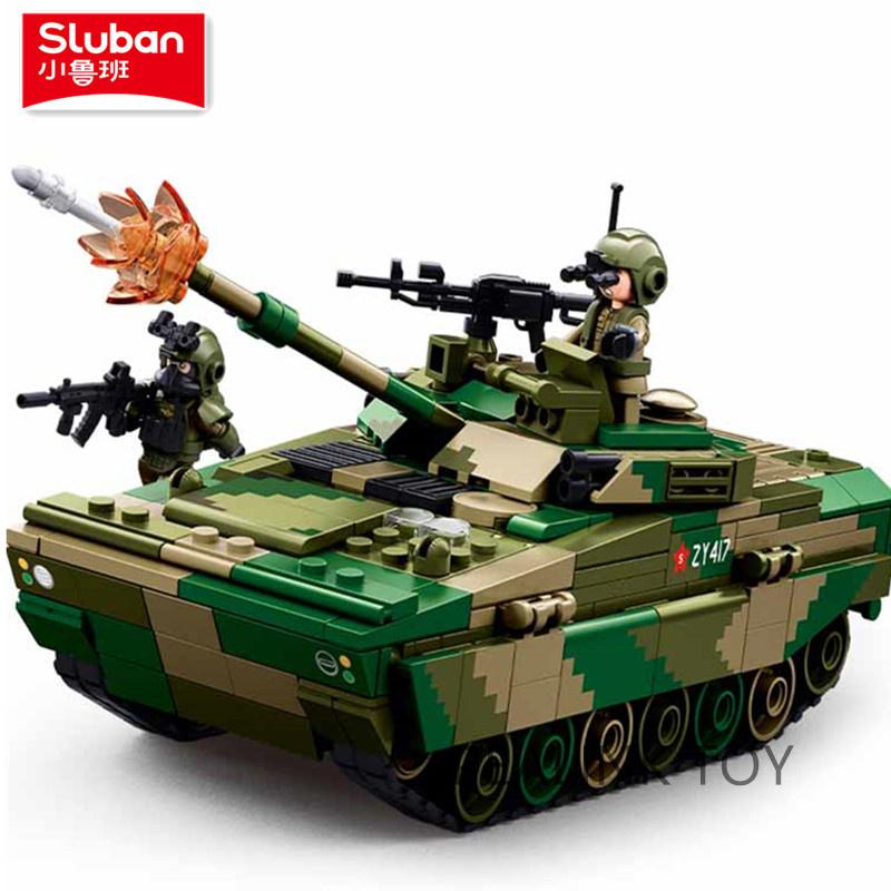 Sluban Set di Mattoncini Serbatoio Militare Veicolo Corazzato con Figure di Soldati Mattoncini Militari Giocattoli Educativi per Bambini