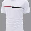 Men's Minimalist Striped Letter Print Casual T Shirt Streetwear
