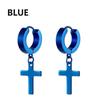 Stainless Steel Cross Pendant Earrings - European & American Fashion, Hip Hop Punk Style, Short Stud Design