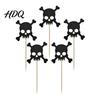 Glitter Black Cake Topper 8 Pcs Halloween Cupcake Picks Spooky Skull Decoration