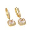 Luxury Square Micro Paved Zircon Earrings Women Elegant Versatile Commuter Hoops Fashionable Dangle Earrings Jewelry