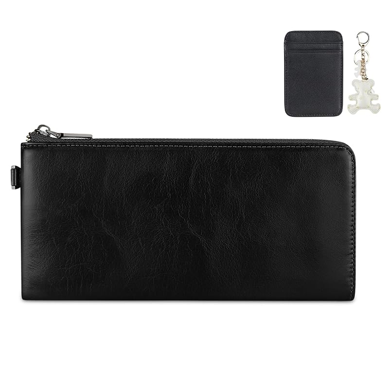 

[F.ZH] long wallet L-shaped zipper genuine leather Large capacity [card pocket x 16/outside pocket ] Thin lightweight leather wallet ladies unisex