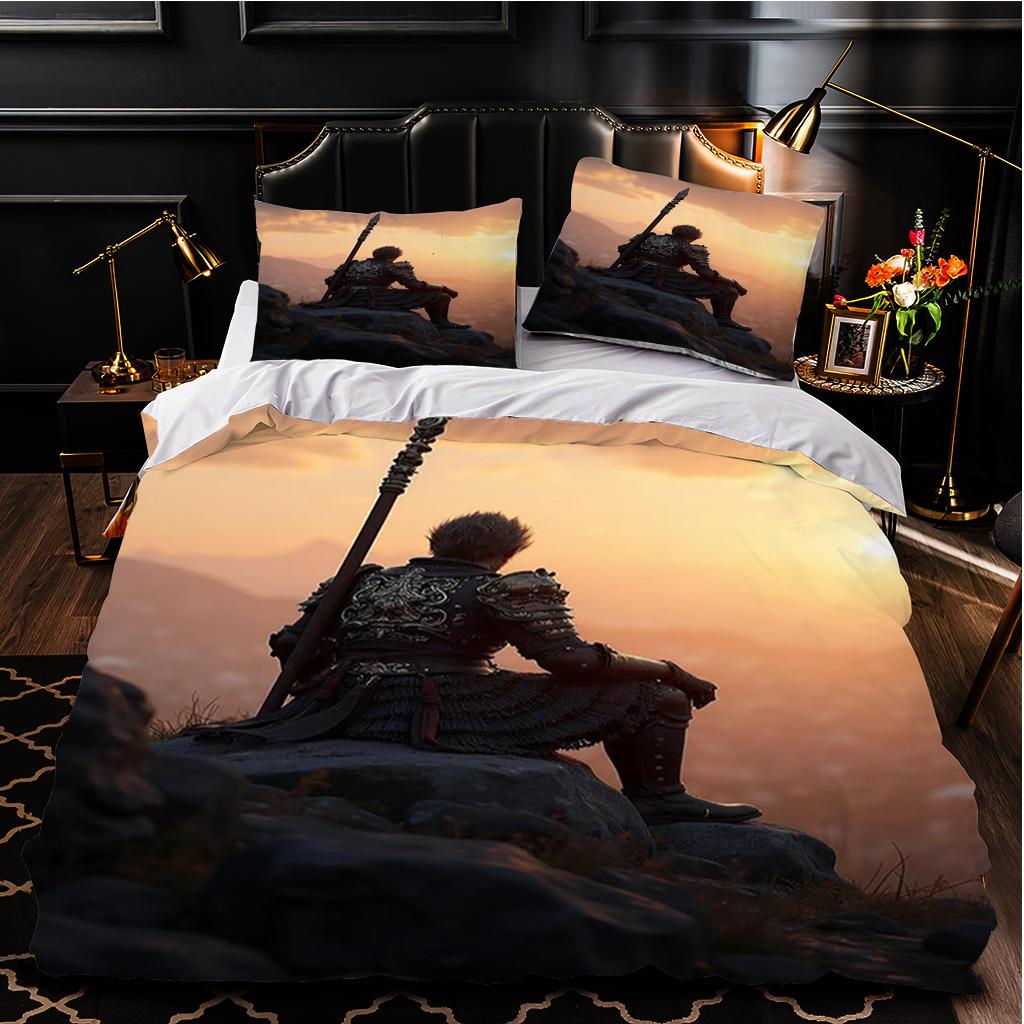 Black Myth Wukong Series Bedding Three-Piece Home Textile 3D Digital Printing