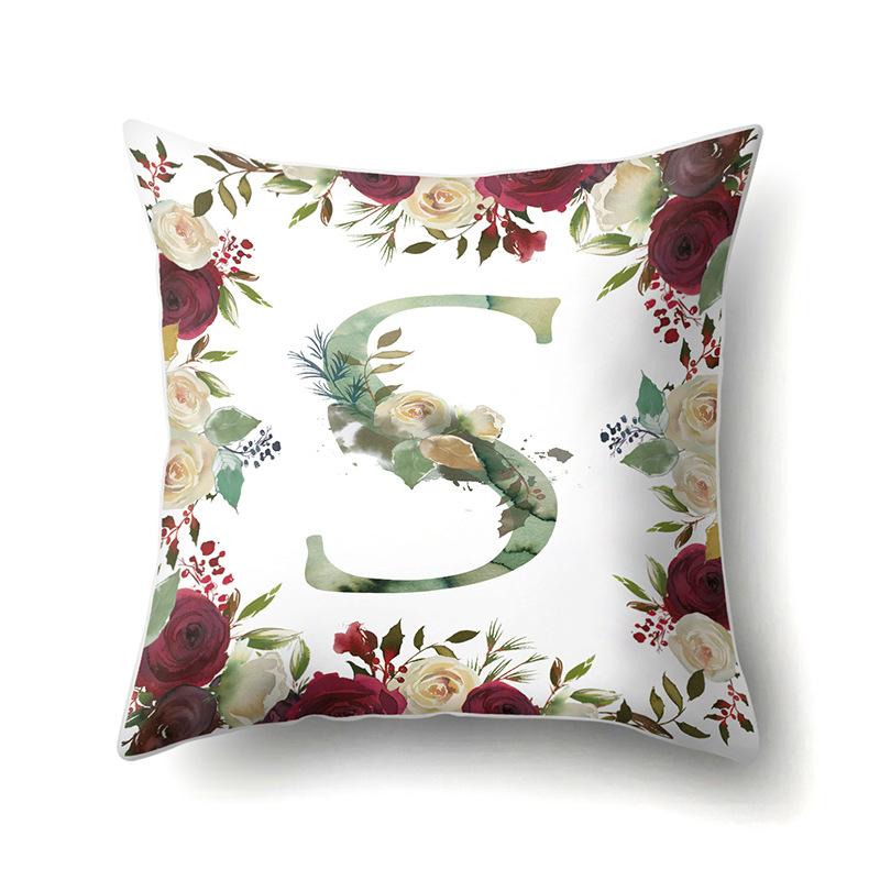 Polyester Pillowcase American Retro Flower Plant 26 English Letter Cushion Cover Car Pillowcase