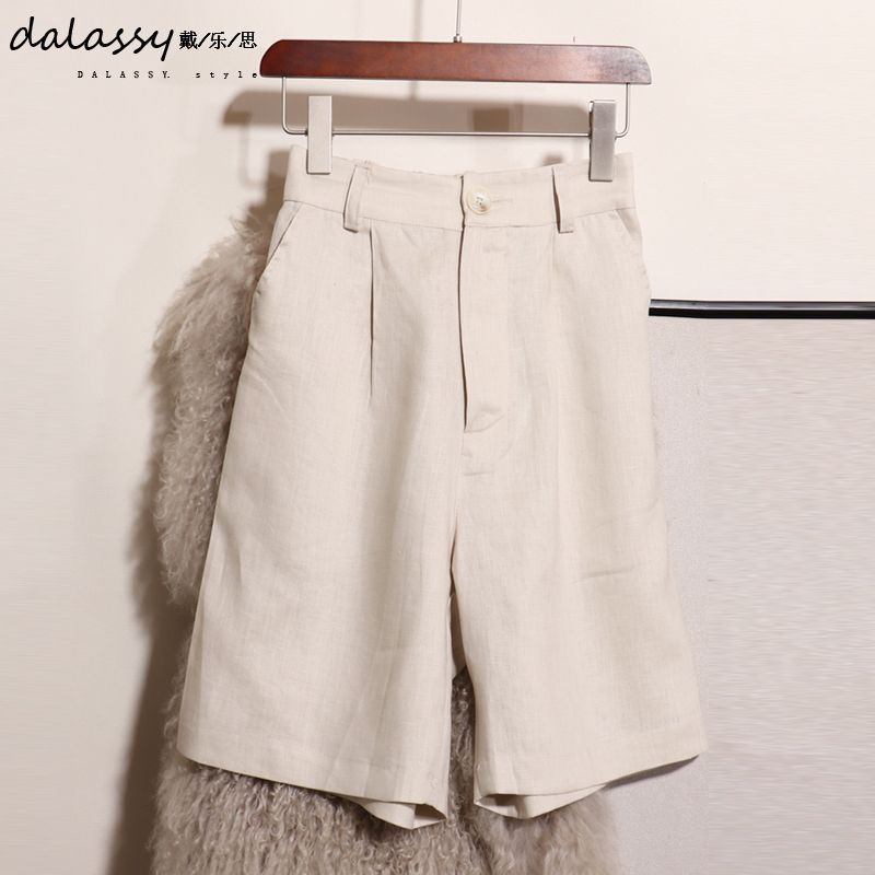 

Raw Linen Old Money Style Vest Linen Loose Pants Women s Suit Thin Vest Short Summer Suit Vest White Beige shorts L