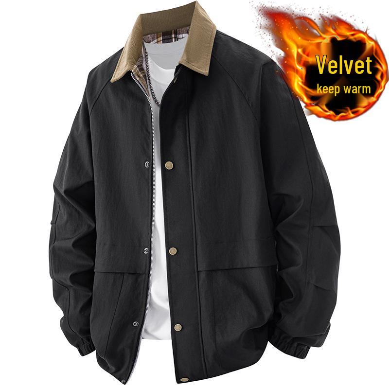 Plus Size Men's Versatile Lapel Jacket for Spring and Autumn