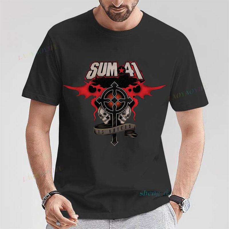 Rock Band Playera Sum 41  Unisexs T Shirts SUM41 Popular Punk Graphic Short Sleeve O Neck TShirt Casual Loose Clothes