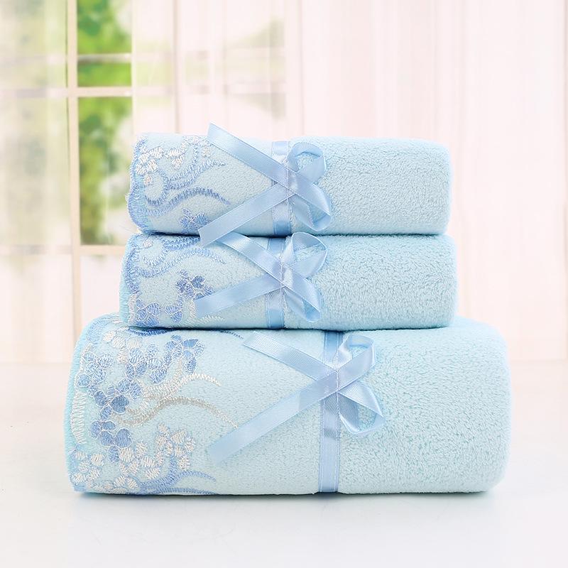 Four Seasons Thickened Polyester/Nylon Hair Drying Towel Set with Appliqué Embroidery