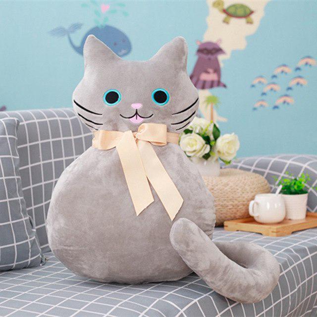 53cm Kawaii Long Tail Cat Plush Toys Stuffed Cute Animal Cat Doll With Bowknot 4 Colors Soft Pillow