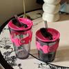 High Value Letter Bamboo Cup With Lid Straw Glass Water Cup Office Home Coffee Cup Gift Water Cup