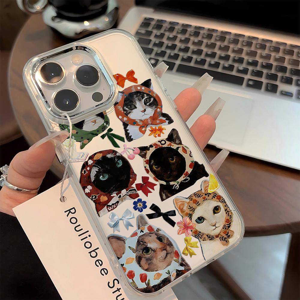 Lovely Colorful Cat Design Phone Case For Google Pixel 10 9 8 7 8A 9A XL Pro 4G 5G Transparent Soft Silicone TPU Back Cover