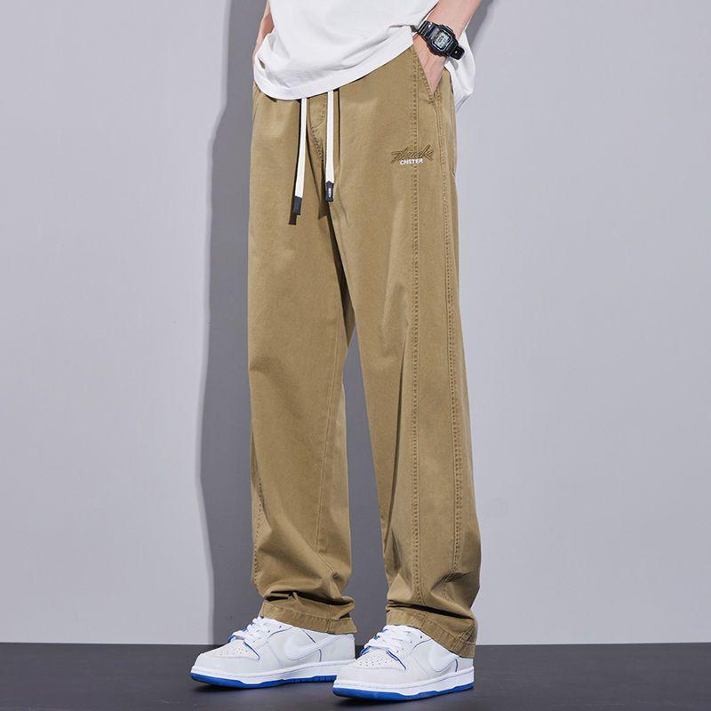 

Мужские универсальные хлопковые брюки карго - Свободный прямой крой для весны и осени M fits 90-110 jin хаки