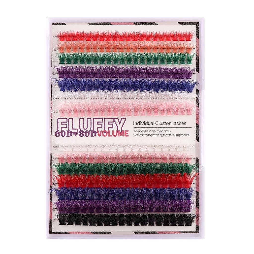 Hot Melt Single Cluster Diy Segmented Halloween Style Colored False Eyelashes Large Capacity Single Cluster False Eyelash Set