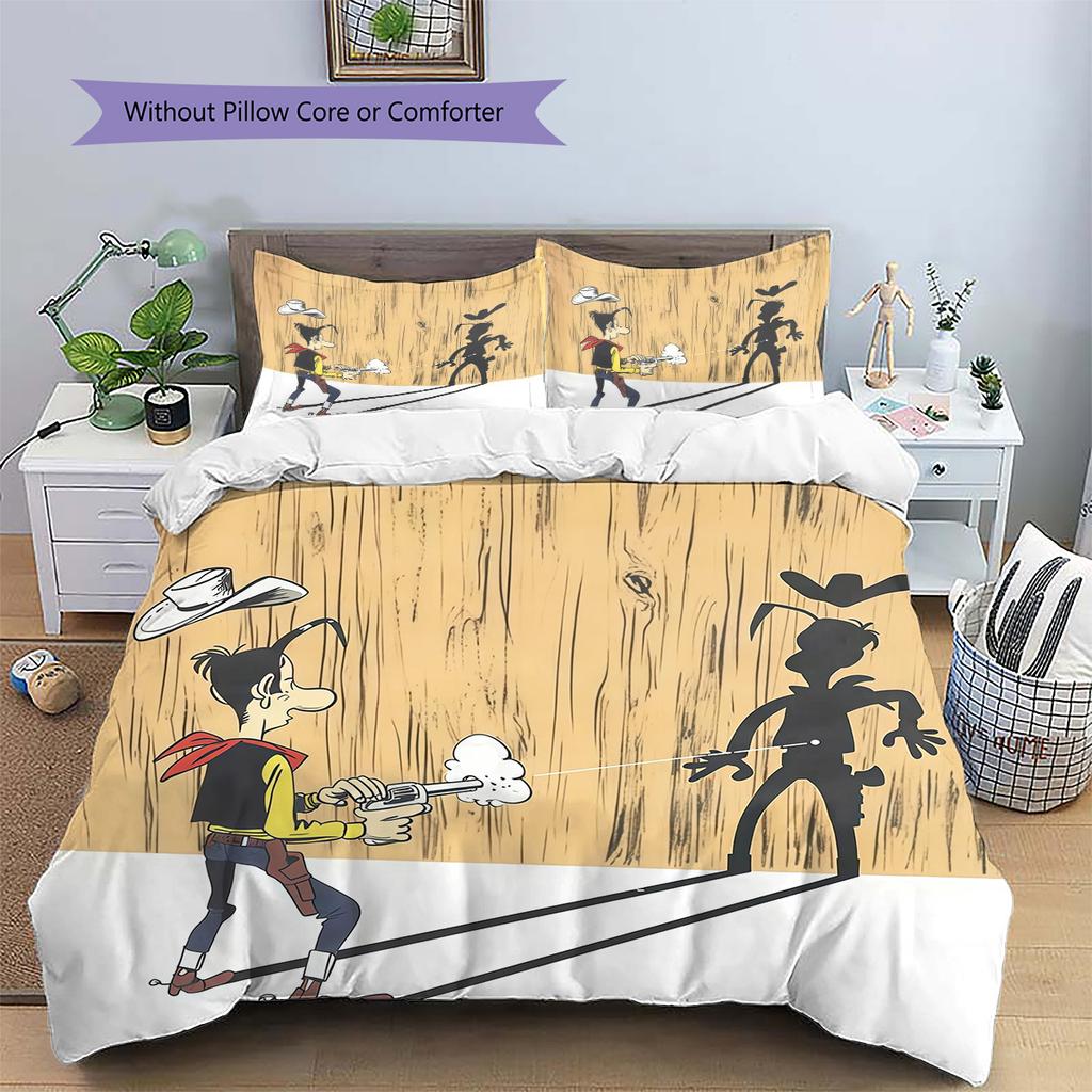 Lucky Luke Pattern Bedding Quilt Set  Home Decoration  Gift (1 * duvet cover + 2 * pillowcase  without core)