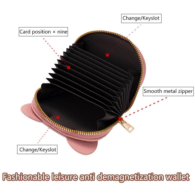 Kartvizitlik Kadın İnek Derisi Kredi Kartı Cüzdanı Fil Desenli Fermuarlı Bozuk Para Küçük Çanta Kadın Banka Kredi Kartı Kılıfı