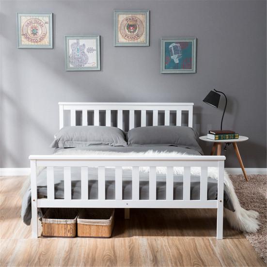 Modern Simple White Wood Double Bed Frame with Support Adult Bedroom Furniture