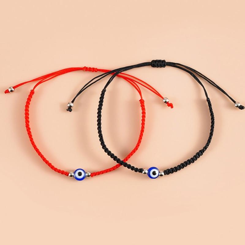 2 Pcs for Evil Eye String Bracelets Handmade Red Black String for Evil Eye Bracelet Wristband for Women Men Teen Girls B