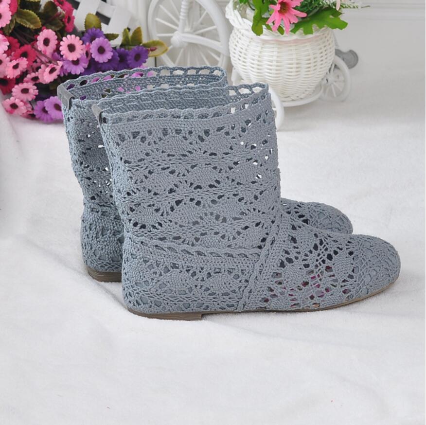 2025 Hollow Boots Shoes Breathable Knit Line Mesh Fashion High Help Summer Women's Boots High To Help Women's Shoes 11 Colors