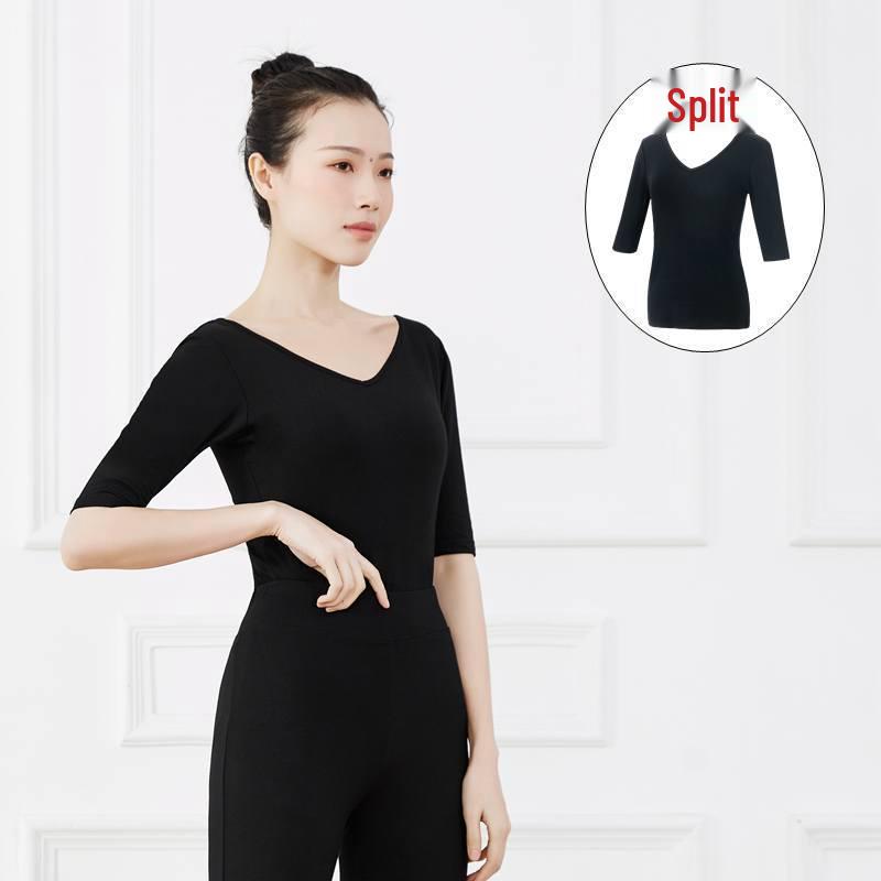 Damen V-Ausschnitt Modal Slim-Fit Tanz-Trainings-Top