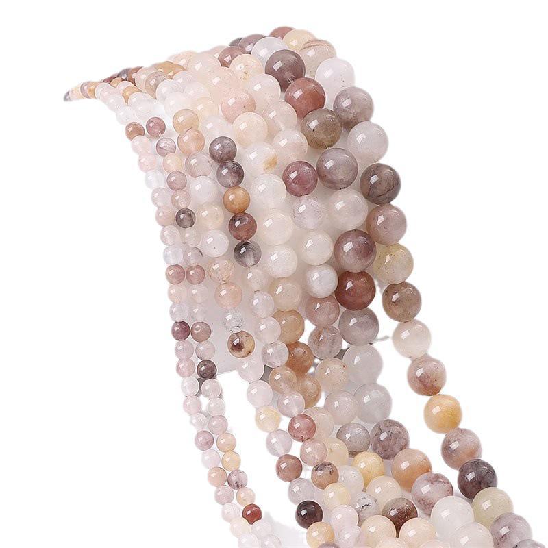 DIY handgefertigte runde Perlen Armband Halskette Ohrringe – Gold Jade Violet Streuperlen Zubehör-Set