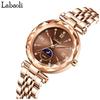 Rose Gold Women's Watch with Crystal, Waterproof, Stainless Steel, Business Style