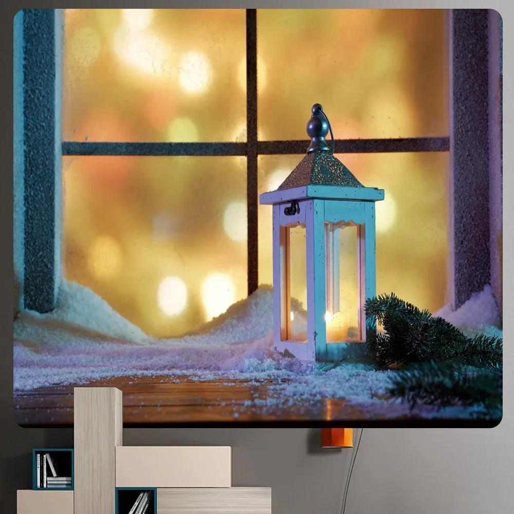Christmas Window Scenery Home Living Room Bedroom Wall Decoration Tapestry