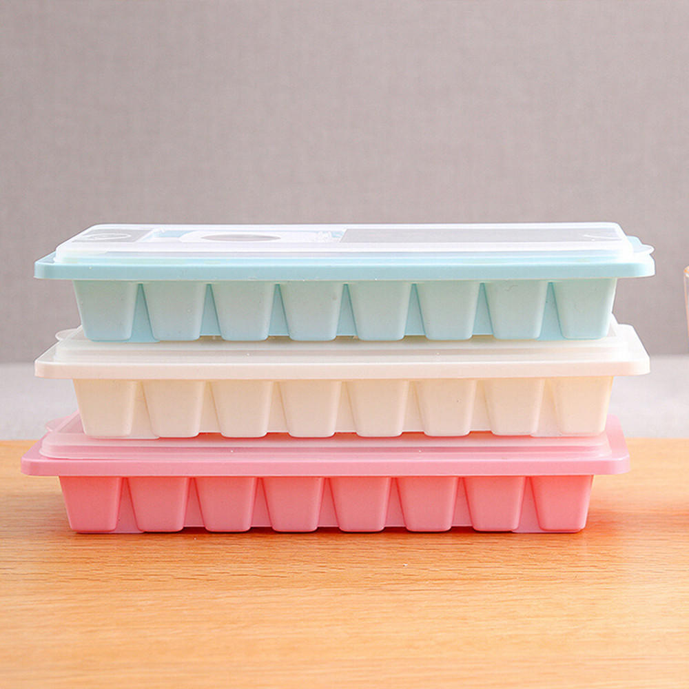 16 Cavity Ice Tray Box With Lid Cover Drink Jelly Freezer Mold Mould Maker