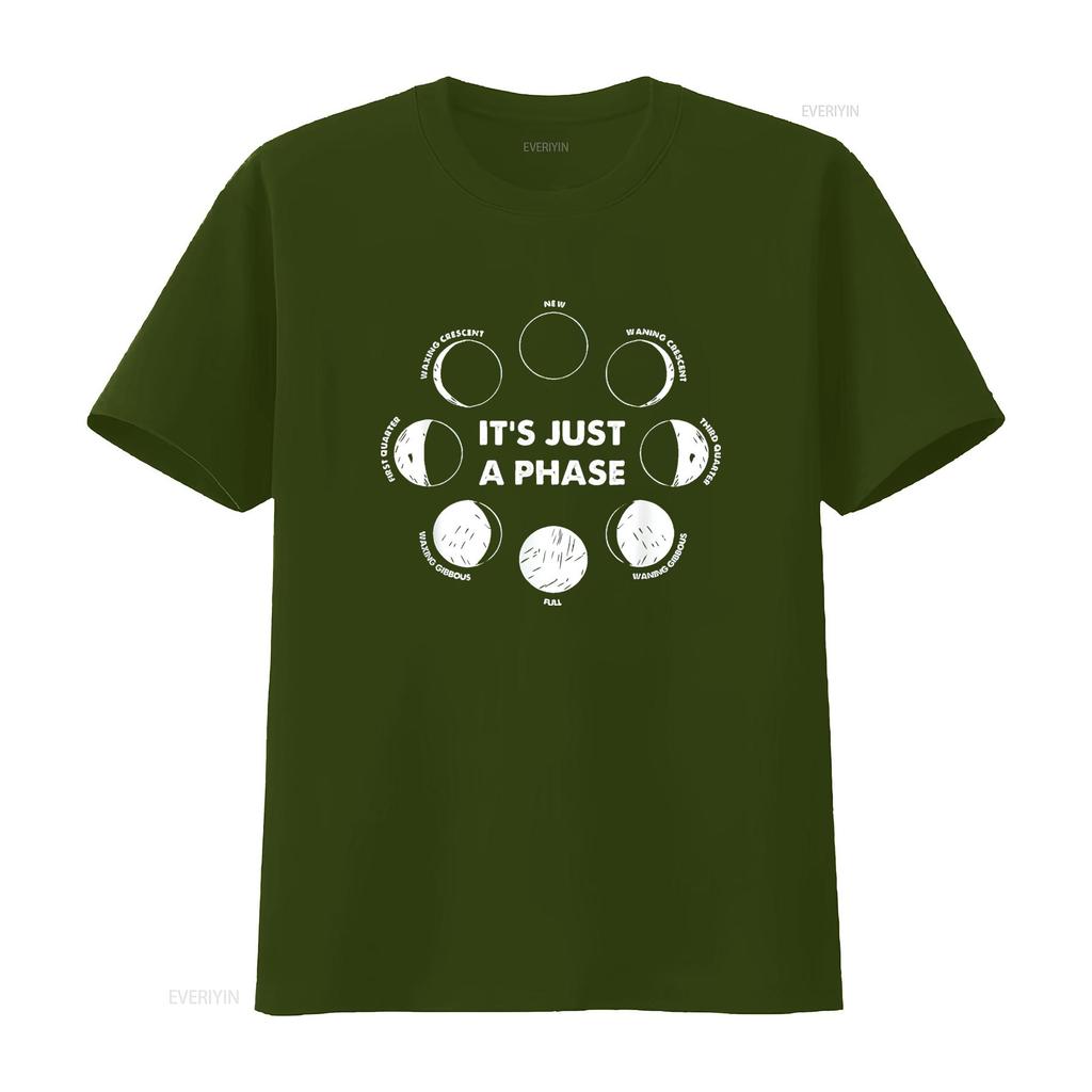 It S Just A Phase Moon Lunar Space Astronaut Astronomy Mens T Shirt Black Medium Vintage Washed Homme Comfortable Stretched