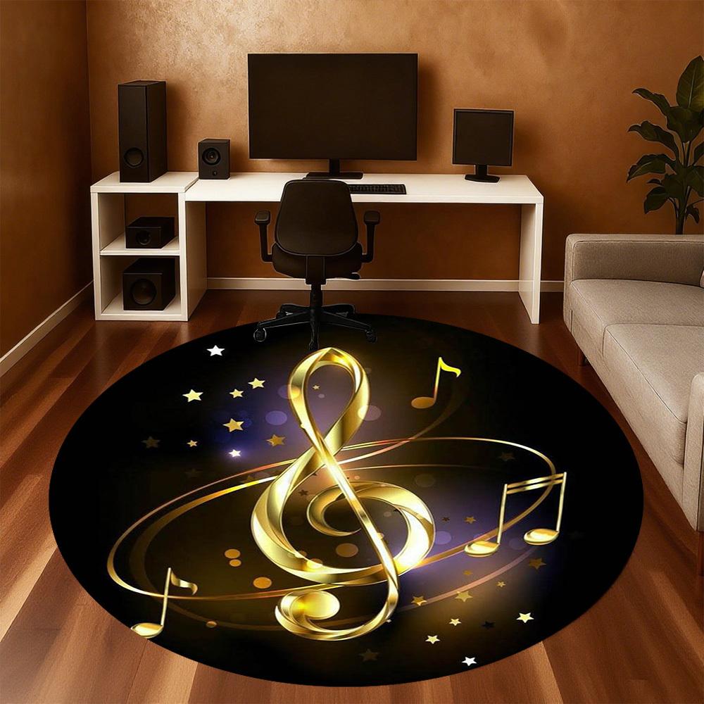 1PC music note starry night Office Round Area Rug, Under Office Chairs Bedroom Living Room Home Decor,Carpet for Office, -1110260