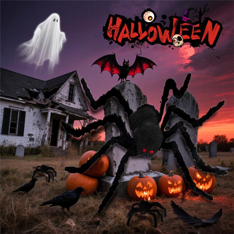 AAAF Giant Furry Spiders For Halloween, 3-Pack Fake Decorations For Outdoor Indoor Yard