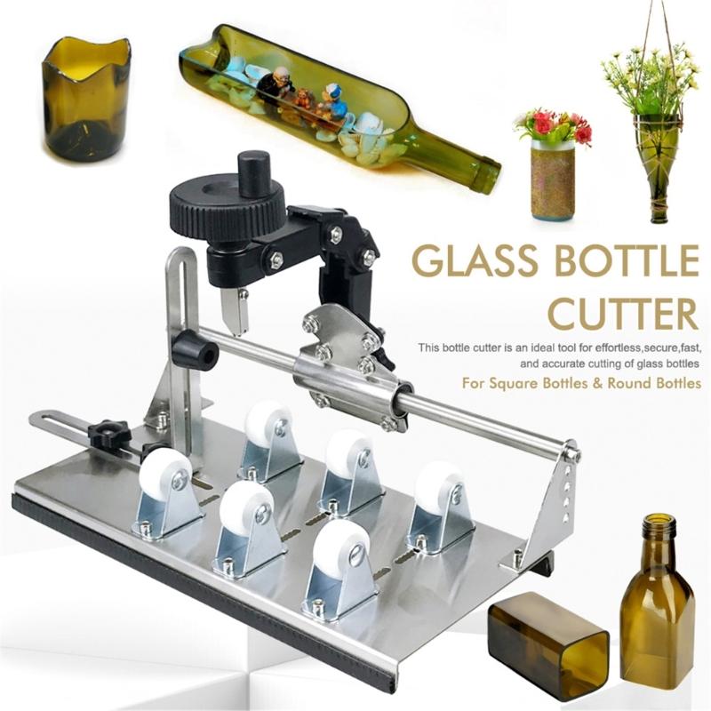 Glass Bottle Cutter Set DIY Glass Cutter for Bottles Adjustable Artwork Complete Accessories Set for Square Round Bottle