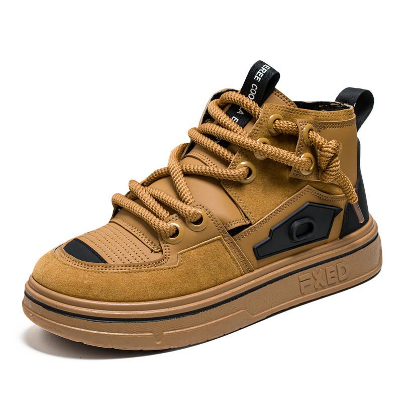 

Autumn new men s high-top skateboard shoes trendy student platform casual sports shoes versatile leather surface live men s shoes 44