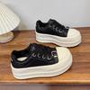 Leather 7cm Platform Sneakers Women's 2025 New Autumn and Winter Velvet Small Man Height Increase Casual Muffin Board Shoes