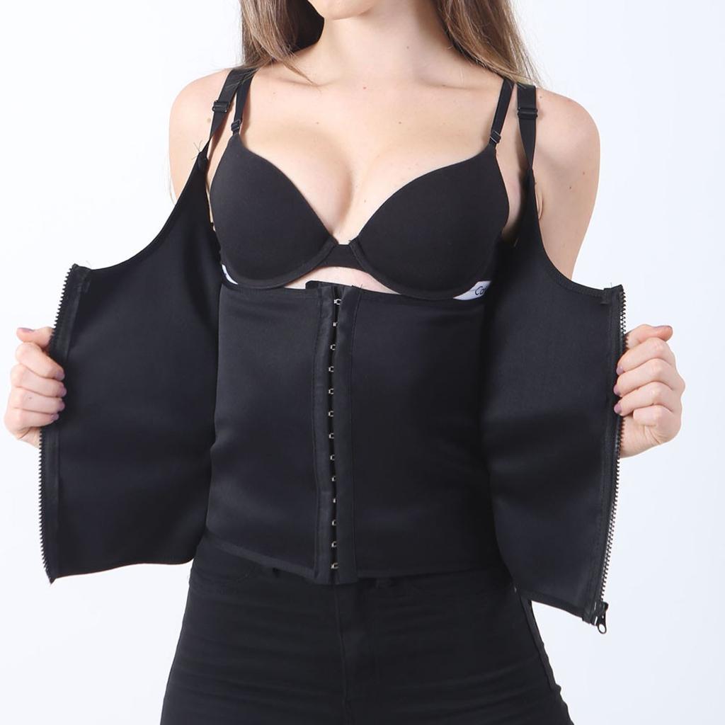 Women's Waist Trainer Corset Body Shaper with Three Rows Hook and Zipper Closure Slimming Underbust Shapewear for Fitness and Waist Support