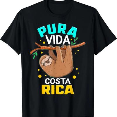 Luiaard Slaperig Lui Zomervakantie Liefhebber Pura Vida Costa Rica T-shirt