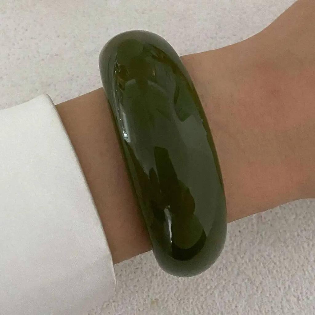 Ingemark Y2K Boho Thick Resin Acrylic Open Wide Bangles for Women New Trend Vintage Irregular Chunky Arm Bracelets Daily Jewelry