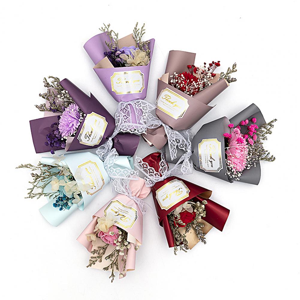 1Pc Lovely Small Soap Rose Flowers Mini Artificial Flowers Bouquet Simulated Flower Soap Wedding Decoration Valentine's Day Gift